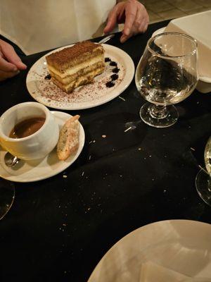 Tiramisu, sambuco and double espresso