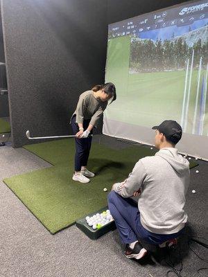 learning the chipping techniques with Josh.