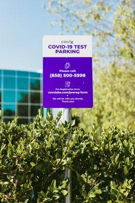 COVID-19 Test Parking Sign.