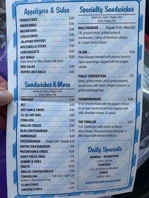 One side of the menu