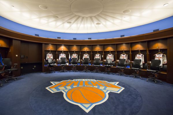 November 2, 2017: The New York Knicks locker room dressed before a game.