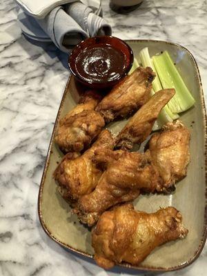 Naked wings with barbq sauce on the side