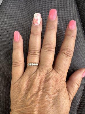 All set for Mothers Day w flowers on my ring finger.