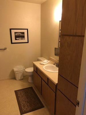 Big bathroom with shower and bathtub