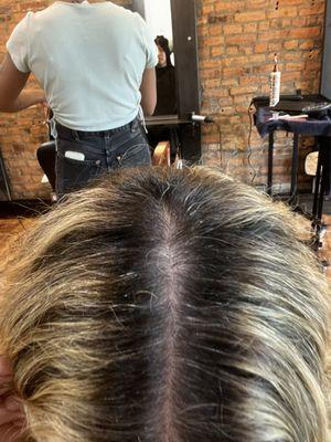 BEFORE : 11 week grow out roots in salon