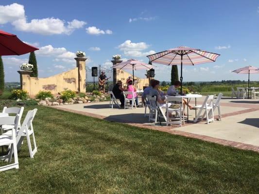 The music stage and wedding ceremony area.