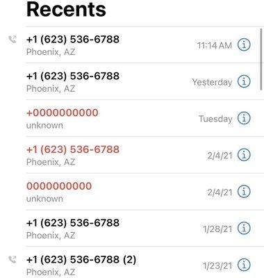 proof that they called me multiple times about my insurance being inactive but claiming they never called.