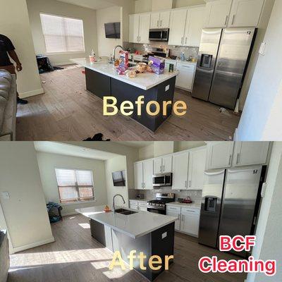 From messy to clean kitchen