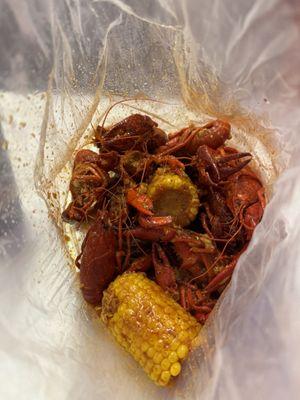 2lbs Crawfish with corn Allsome sauce and spicy