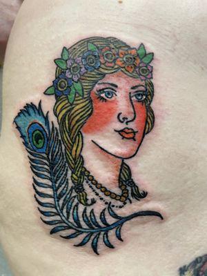 Traditional Polish Girl Head done by Chuck G at 4-5-6 Tattoos