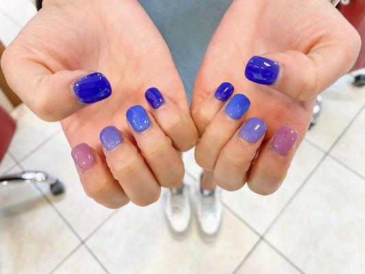 Gorgeous purple and blue nails (dip polish)