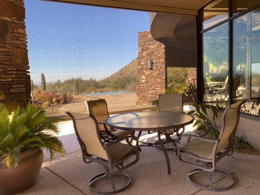 Patio Solution Screens keep your patio cool and block the sun from heating up your home.