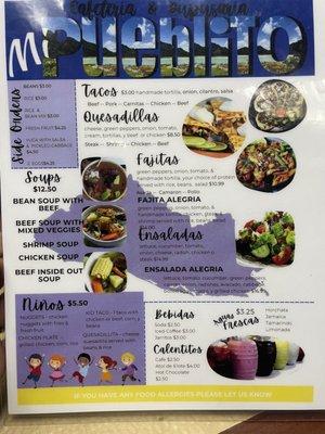 Menu items have both Mexican style dishes and Salvadoran dishes