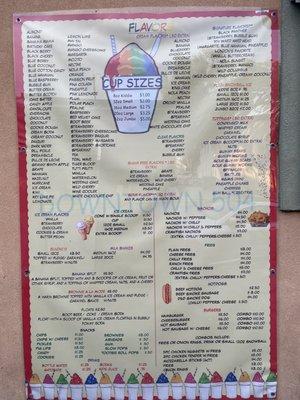 The menu