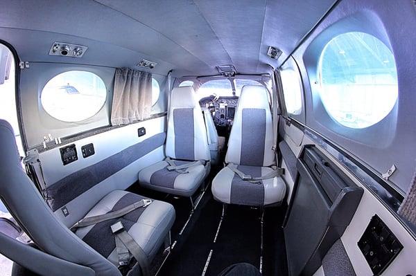 Interior of the Cessna 340 - very roomy with club style seating configuration