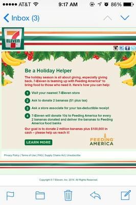 "Feeding America" is a BBB accredited charity... Find a 7-Eleven & donate if you can! 11/14/14