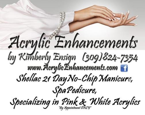 Specializing in NO CHIP Gel Polish and Pink and White Acrylics!