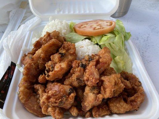 Regular mochiko chicken plate w/toss salad