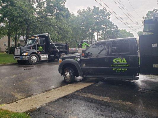 The CRA crews arrive like the cavelry to save our abandoned pool project!