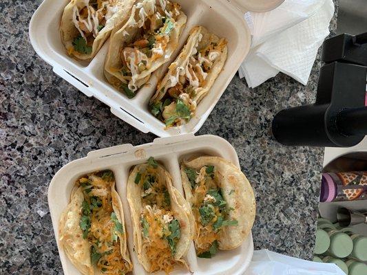 Shrimp tacos (top) and Chicken tacos (bottom)