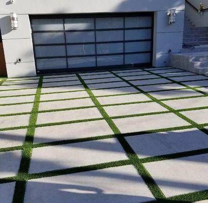 Concrete Driveway with turf strips