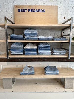 Our vintage Levi's denim wall.