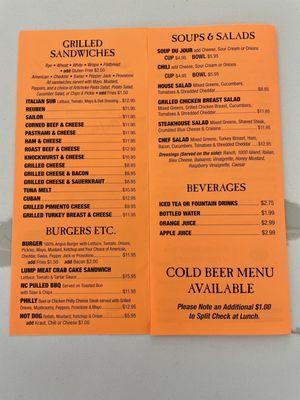 Eat In or Take Out Menu (Nov 2023) - zoom in for details and prices