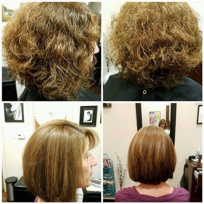 Haircut & Brazilian Blow-out. Before & After.