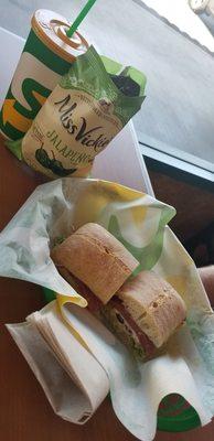 Italian ciabatta ( changed the dressing on ours ) . Lemonade was good too !