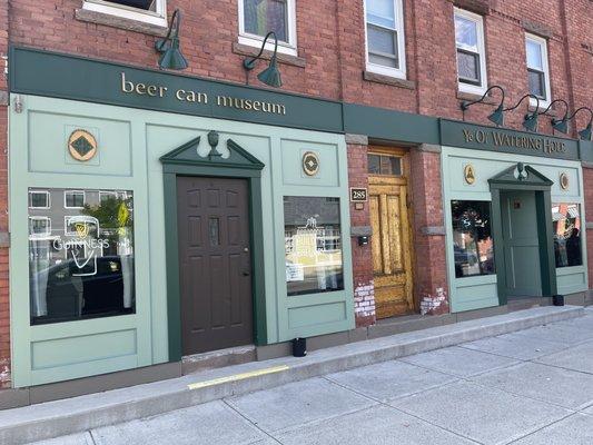 Beer can museum - tons of old beer cans lining the walls, bar and beams in ceiling