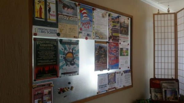 Super cool magnetic board that shows off local events.