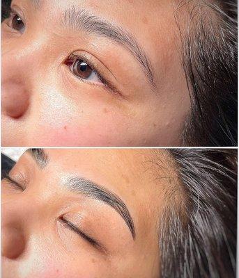 brow lamination, wax, & tint