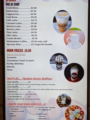 Coffee and waffles menu