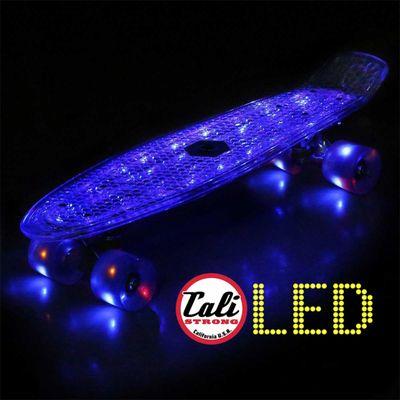 The CALI Strong LED Light Clear Penny Skateboard Style with LED Light Wheels brings the retro back with a 22" plastic mini cruiser.