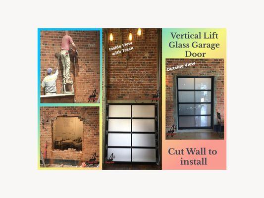 Commercial Garage Door - Cut wall to install vertical high lift garage door