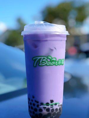 Taro Milk Tea with added boba, YUM!