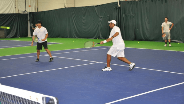 Tennis player on the state of the art indoor courts!