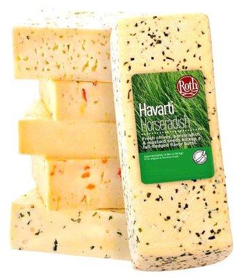 Horseradish Havarti 1/9 lb. block Product Code: 215308-1 Gluten Free - RBST Free - Vegetaria