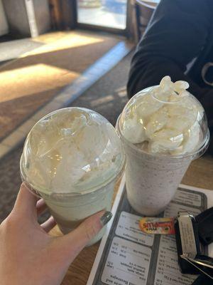 Choc mint chip + cookies and cream shake