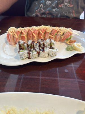 Pink lady roll, eel roll