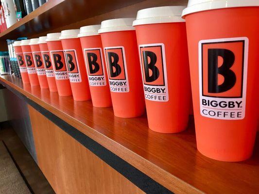 Coffee cups at Biggby Coffee