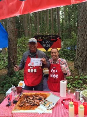 Pastor Lee and Sue Bennett, reigning tri- tip champs at the annual all church retreat.