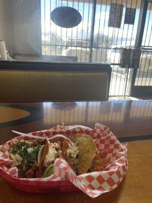 Combination plate and a Chicharron taco