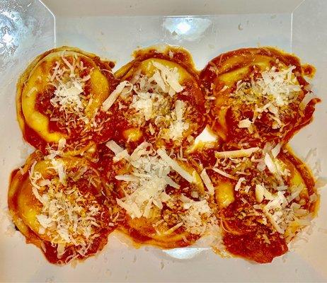 gorgonzola ravioli & spicy fra diavolo & parmigiano reggiano