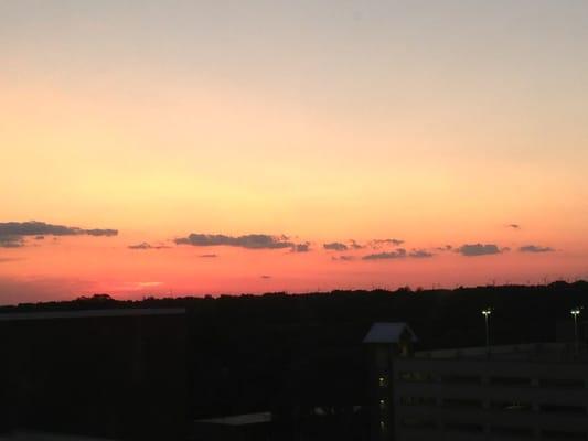 Sunset over the parking deck