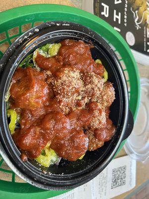 Meatball marinara protein bowl!  Yeah!