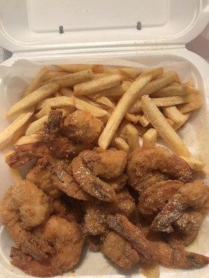 Large jumbo shrimp and fries