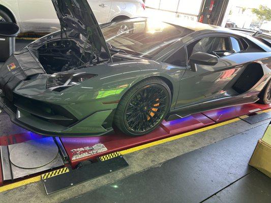 Installed under glow lights on a Lamborghini aventador meineke car care 740 Dennery rd San Diego ca 92154