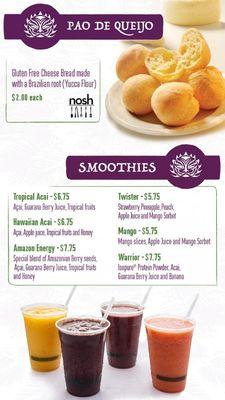 Smoothies and Baked goods Menu