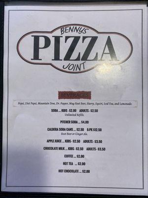 Front of menu